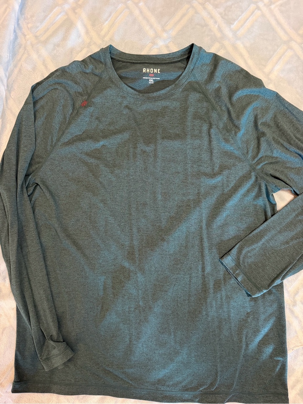 Rhone Performance Long Sleeve Shirt XXL Green Heather Athletic Training Tee-NWOT